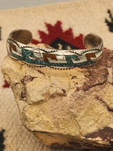 Load image into Gallery viewer, TURQUOISE &amp; CORAL CHIP INLAY CUFF BRACELET  - JIMMIE NEZZIE
