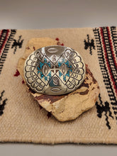 Load image into Gallery viewer, TURQUOISE &amp; CORAL CHIP INLAY BELT BUCKLE - JIMMIE NEZZIE
