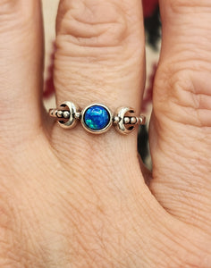 BLUE OPAL TRIPLE MOON RING