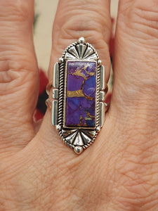 PURPLE COPPER TURQUOISE RING - SIZE 5.5