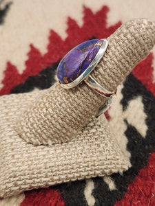 PURPLE COPPER TURQUOISE RING - SIZE 6.5 - TEARDROP SHAPED