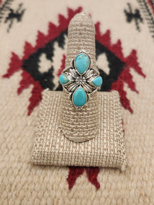 TURQUOISE 4 STONE RING - SIZE 7.5