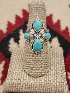 TURQUOISE 4 STONE RING - SIZE 7.5