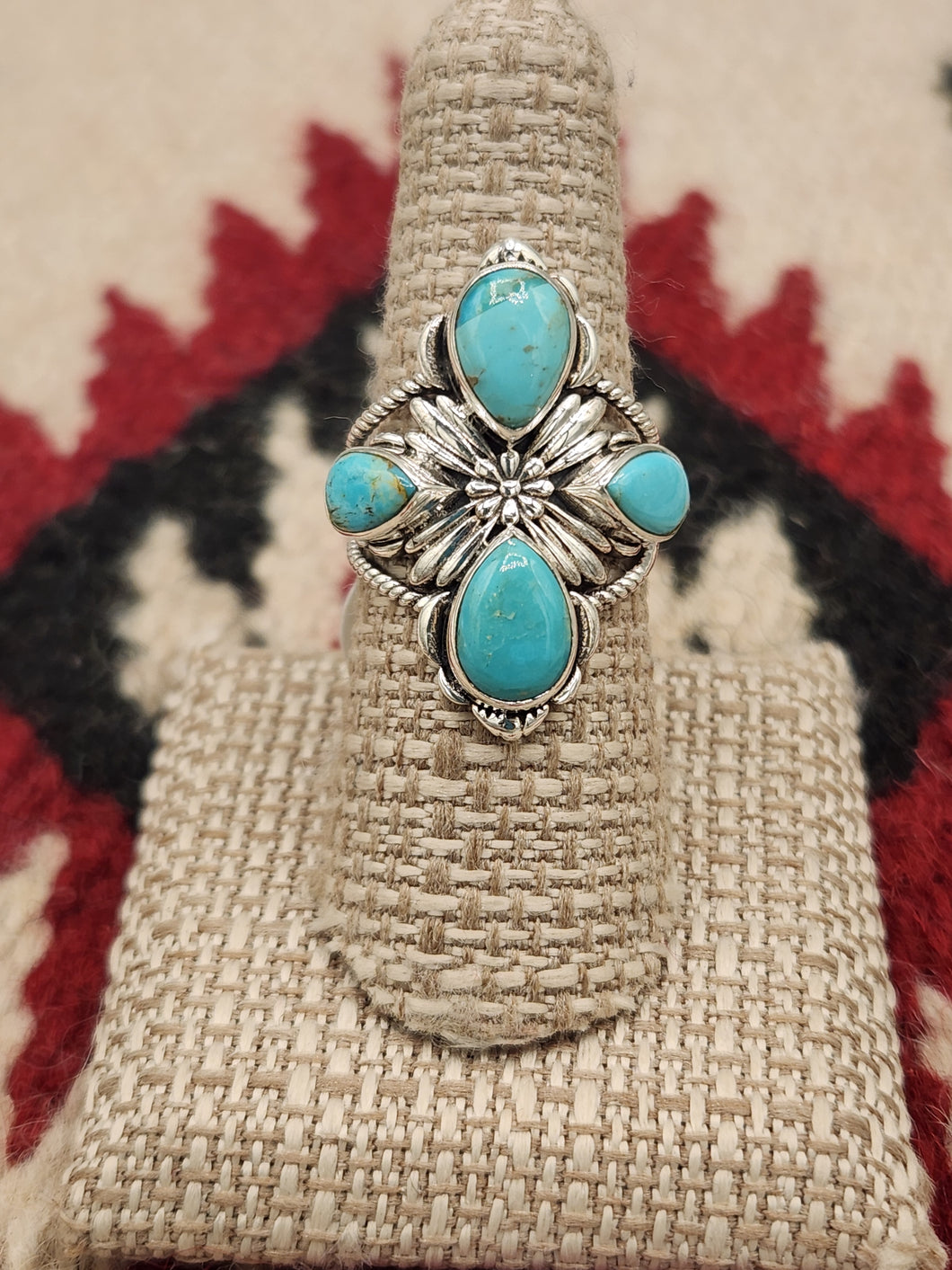 TURQUOISE 4 STONE RING - SIZE 7.5