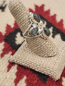 LABRADORITE 4 STONE RING - SIZE 7