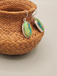 GREEN COPPER TURQUOISE EARRINGS  - OVAL