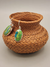 Load image into Gallery viewer, GREEN COPPER TURQUOISE EARRINGS  - OVAL
