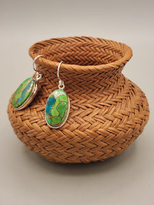 GREEN COPPER TURQUOISE EARRINGS  - OVAL