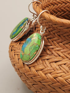 GREEN COPPER TURQUOISE EARRINGS  - OVAL