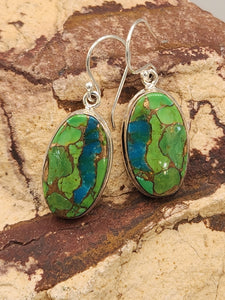 GREEN COPPER TURQUOISE EARRINGS  - OVAL