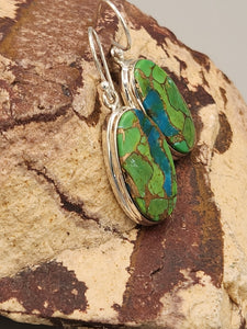 GREEN COPPER TURQUOISE EARRINGS  - OVAL