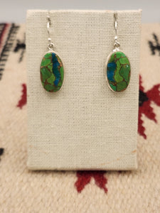 GREEN COPPER TURQUOISE EARRINGS  - OVAL