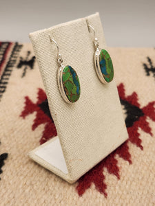 GREEN COPPER TURQUOISE EARRINGS  - OVAL