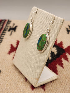 GREEN COPPER TURQUOISE EARRINGS  - OVAL