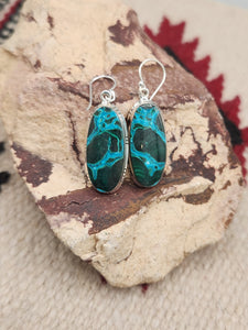 AZURITE EARRINGS  - LARGE OVAL