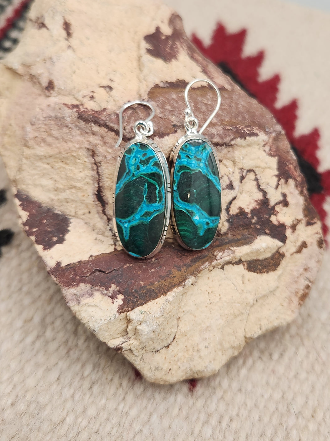 AZURITE EARRINGS  - LARGE OVAL