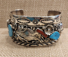 Load image into Gallery viewer, TURQUOISE &amp; CORAL HEAVY CUFF - ANNIE CHAPO
