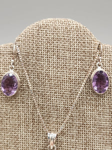 AMETHYST OVAL PENDANT SET