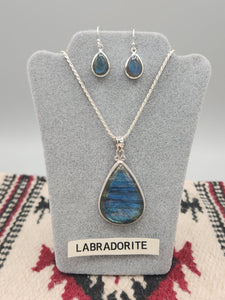 LABRADORITE  TEARDROP PENDANT SET