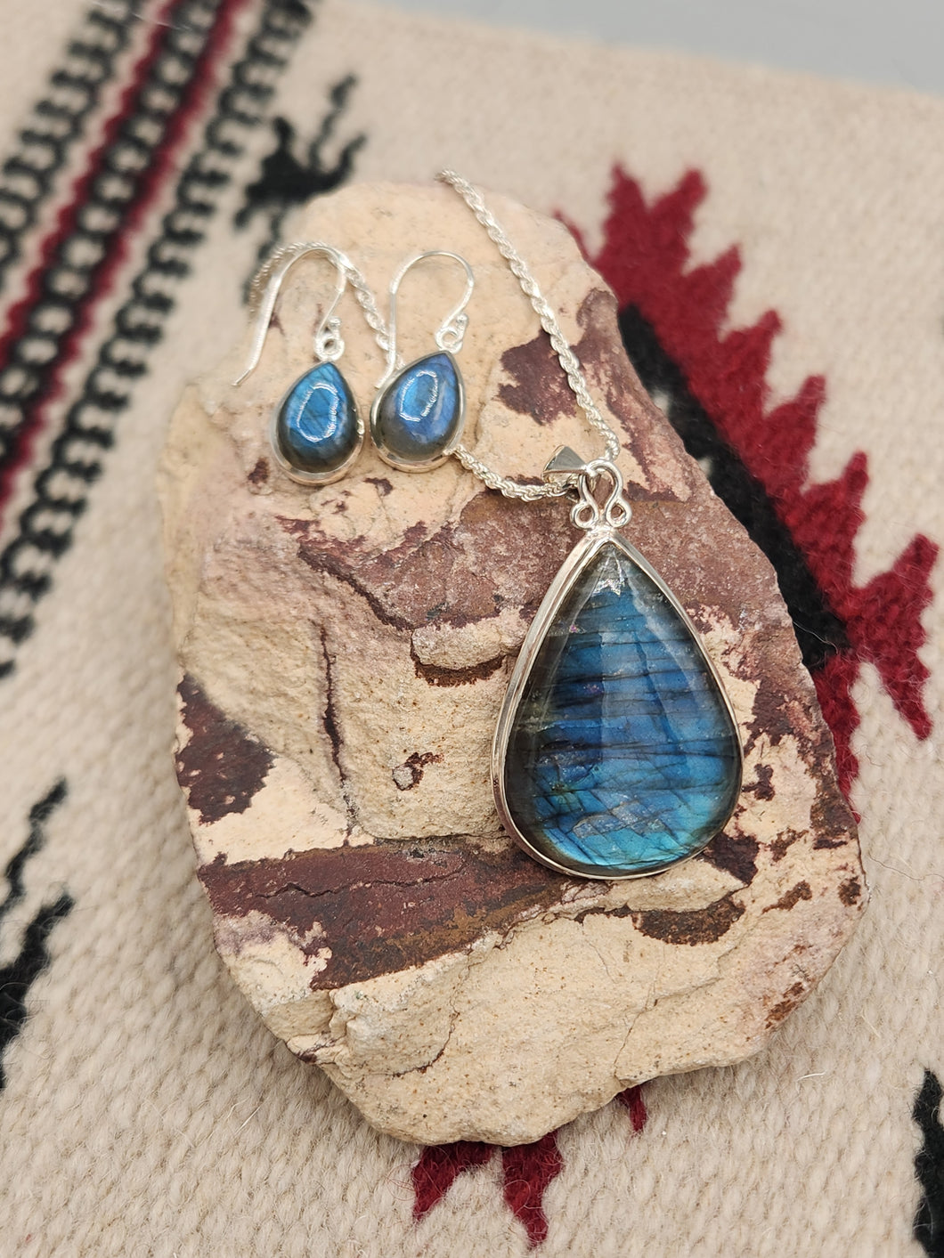 LABRADORITE  TEARDROP PENDANT SET