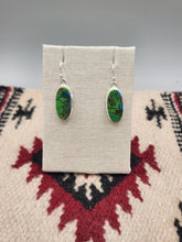 Load image into Gallery viewer, GREEN COPPER TURQUOISE OVAL EARRINGS
