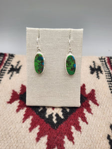 GREEN COPPER TURQUOISE OVAL EARRINGS