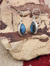 Load image into Gallery viewer, LABRADORITE DIAMOND SHAPED EARRINGS
