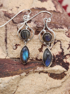 LABRADORITE 2 STONE EARRINGS