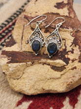 Load image into Gallery viewer, LABRADORITE LONG EARRINGS
