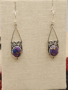 PURPLE COPPER TURQUOISE EARRINGS