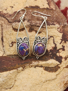 PURPLE COPPER TURQUOISE EARRINGS