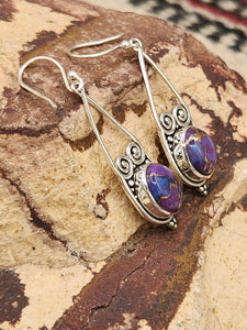 PURPLE COPPER TURQUOISE EARRINGS