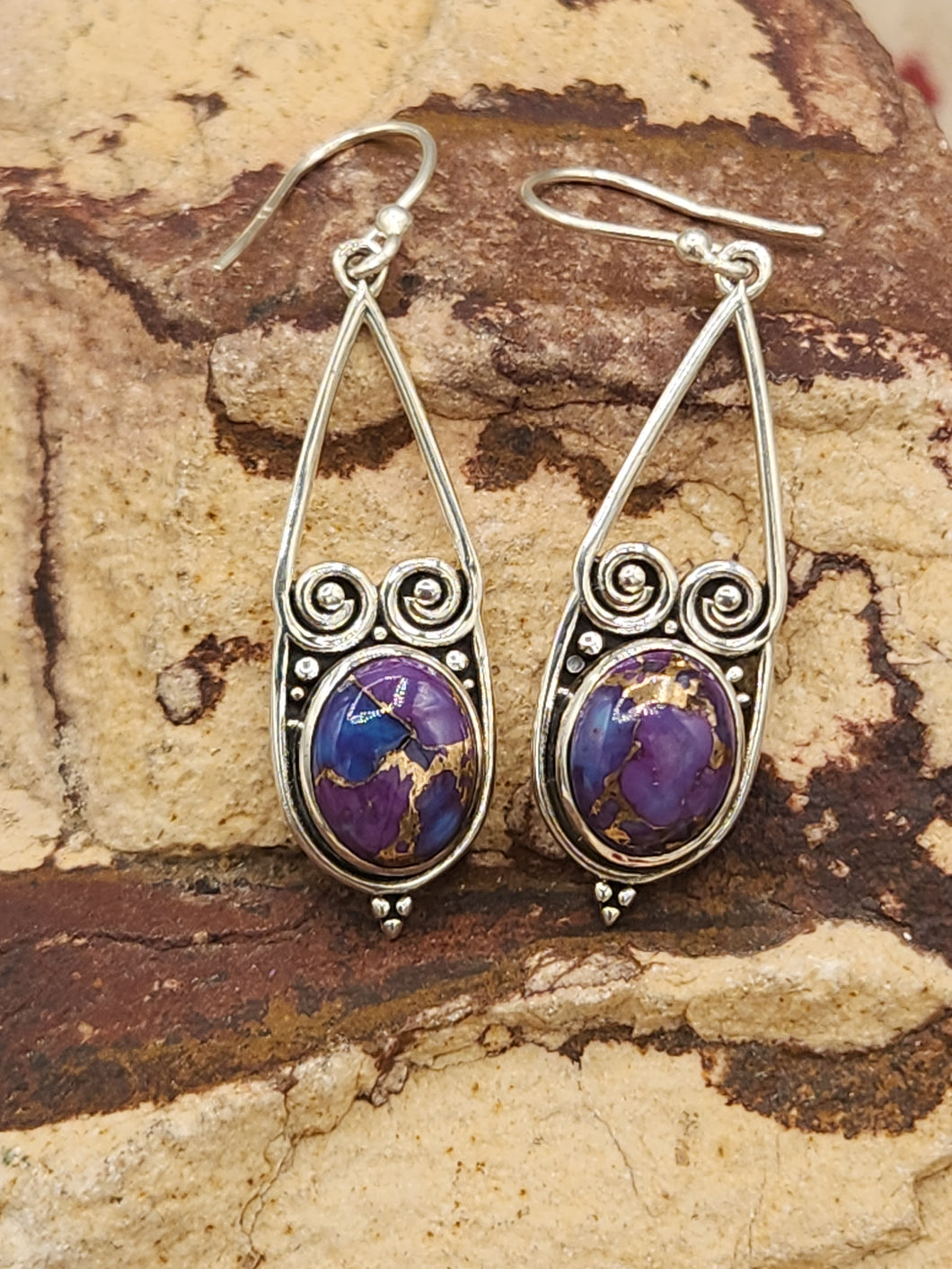 PURPLE COPPER TURQUOISE EARRINGS