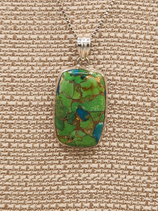 GREEN COPPER TURQUOISE RECTANGLE NECKLACE