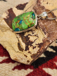 GREEN COPPER TURQUOISE RECTANGLE NECKLACE