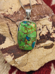 GREEN COPPER TURQUOISE RECTANGLE NECKLACE