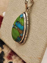 Load image into Gallery viewer, GREEN COPPER TURQUOISE TEARDROP NECKLACE
