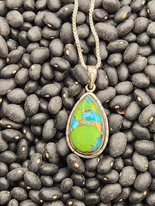 GREEN COPPER TURQUOISE TEARDROP NECKLACE