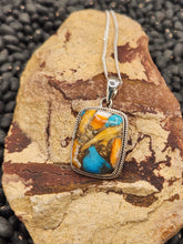 Load image into Gallery viewer, TURQUOISE &amp;SPINY OYSTER SHELL RECTANGLE NECKLACE
