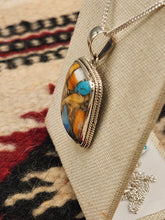 Load image into Gallery viewer, TURQUOISE &amp;SPINY OYSTER SHELL RECTANGLE NECKLACE
