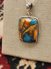 Load image into Gallery viewer, TURQUOISE &amp;SPINY OYSTER SHELL RECTANGLE NECKLACE
