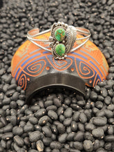 Load image into Gallery viewer, GREEN TURQUOISE 2 STONE CUFF BRACELET- JULIA ETSITTY
