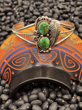 Load image into Gallery viewer, GREEN TURQUOISE 2 STONE CUFF BRACELET- JULIA ETSITTY
