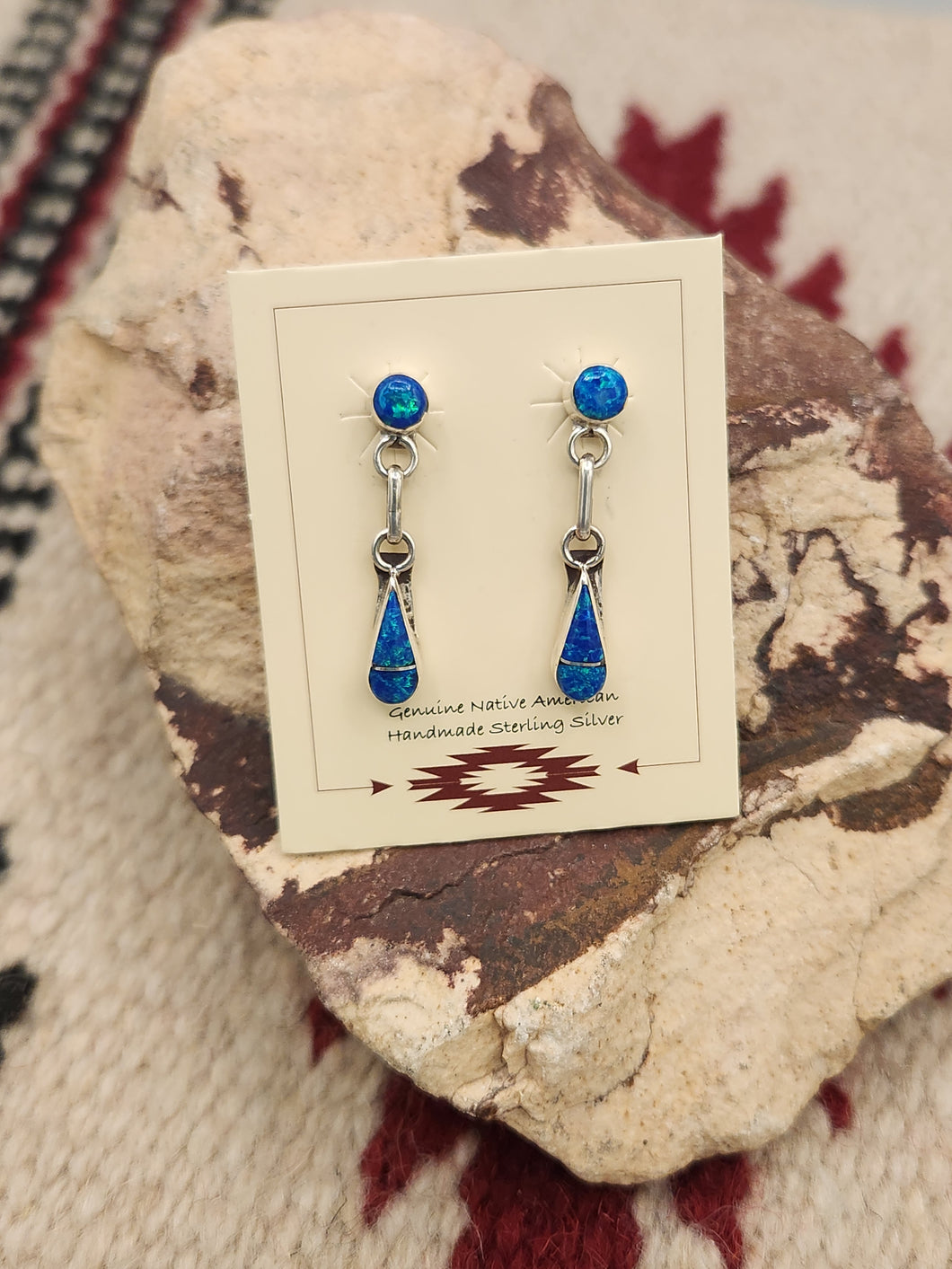 BLUE OPAL INLAY EARRINGS - RICKY & VELDA NASTACIO