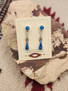 BLUE OPAL INLAY EARRINGS - RICKY & VELDA NASTACIO