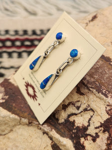 BLUE OPAL INLAY EARRINGS - RICKY & VELDA NASTACIO