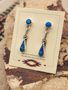 BLUE OPAL INLAY EARRINGS - RICKY & VELDA NASTACIO