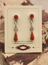 Load image into Gallery viewer, CORAL INLAY EARRINGS- ZUNI - RICKY &amp; VELDA NASTACIO
