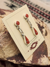 Load image into Gallery viewer, CORAL INLAY EARRINGS- ZUNI - RICKY &amp; VELDA NASTACIO
