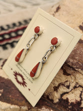 Load image into Gallery viewer, CORAL INLAY EARRINGS- ZUNI - RICKY &amp; VELDA NASTACIO
